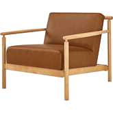 Arnold Accent Arm Chair in Caramel Brown Leatherette & Wood